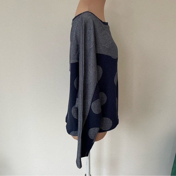 Anthropologie Postmark Polka Dot Blue Metallic Cropped Pullover Dolman Sweater L - Picture 7 of 12